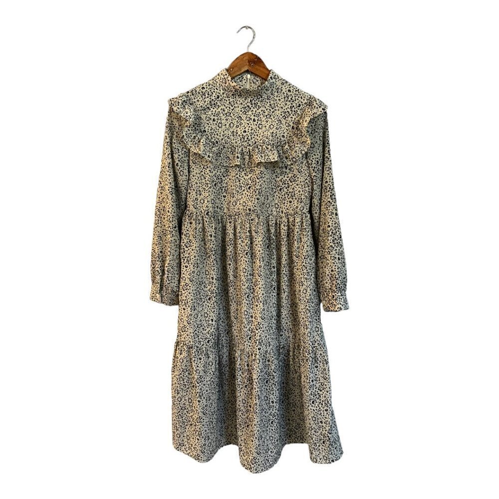 Dazy Leopard Print Midi Dress Ruffles Medium Modest Prairie